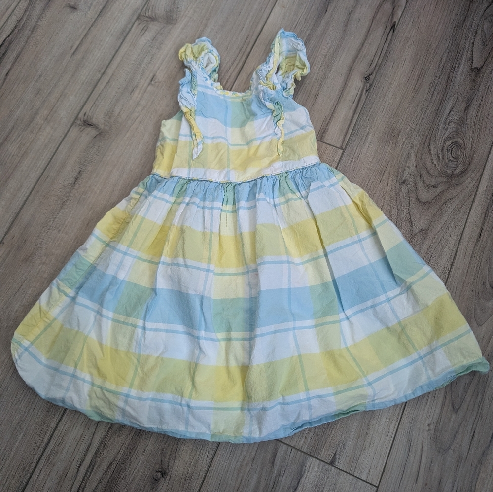 Tommy Bahama Kids Plaid Dress in Blue, Yellow, and White Sz 4T